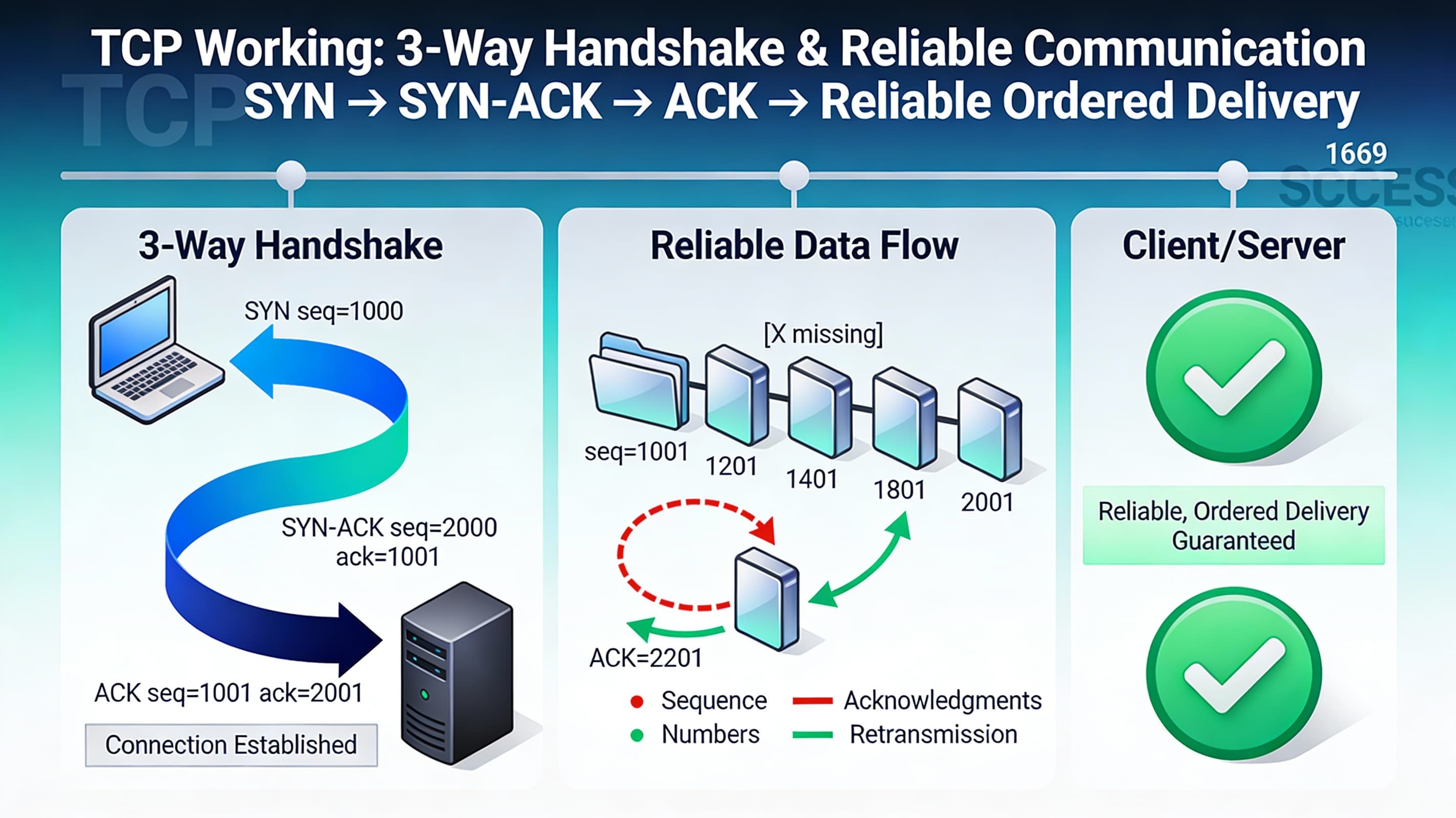 TCP Working: 3-Way Handshake & Reliable Communication